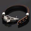 Odins-glory Leather Viking Bracelet With Raven Skull