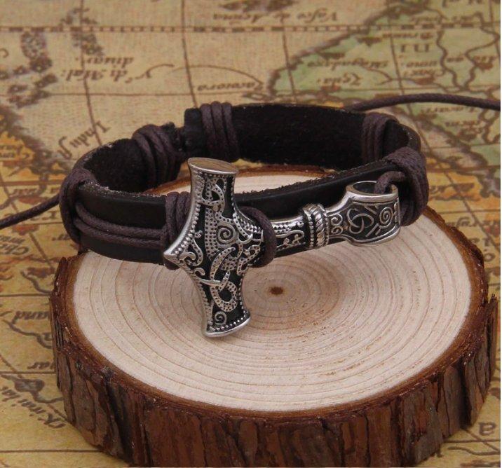 ageofvikings Leather Viking Hammer Bracelet