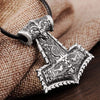 ageofvikings Silver &quot;Mikill&quot; Leather Viking Hammer Necklace