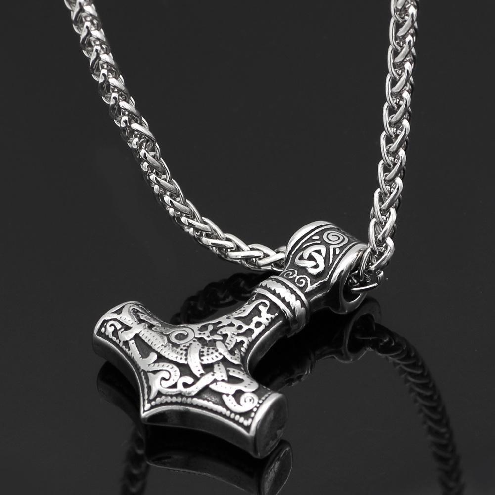 Mjolnir Necklace With Steel Or Leather Chain - Vikings Roar