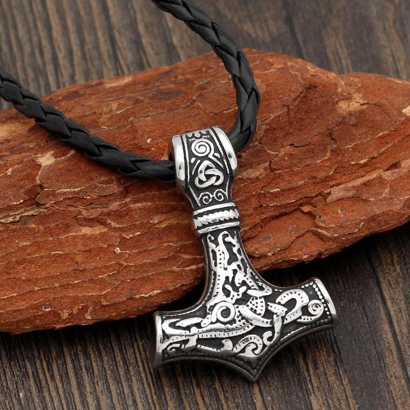 Mjolnir Necklace With Steel Or Leather Chain – Vikings Roar