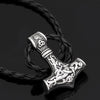 Odins-Glory leather / 60cm - 24inch Mjolnir Necklace With Steel Or Leather Chain