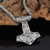 Odins-Glory Mjolnir Necklace With Wolves &amp; Valknut Symbol
