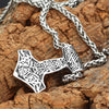 Odins-Glory Mjolnir Necklace With Wolves &amp; Valknut Symbol