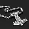 Odins-Glory Mjolnir Necklace With Wolves &amp; Valknut Symbol