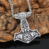 Odins-Glory Mjolnir Necklace With Wolves &amp; Vegvisir Symbol