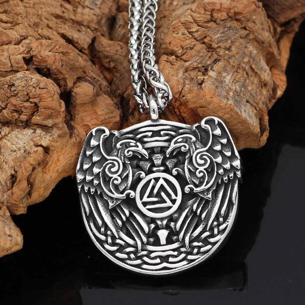 Odins-Glory Odin's Ravens Necklace With Valknut Symbol