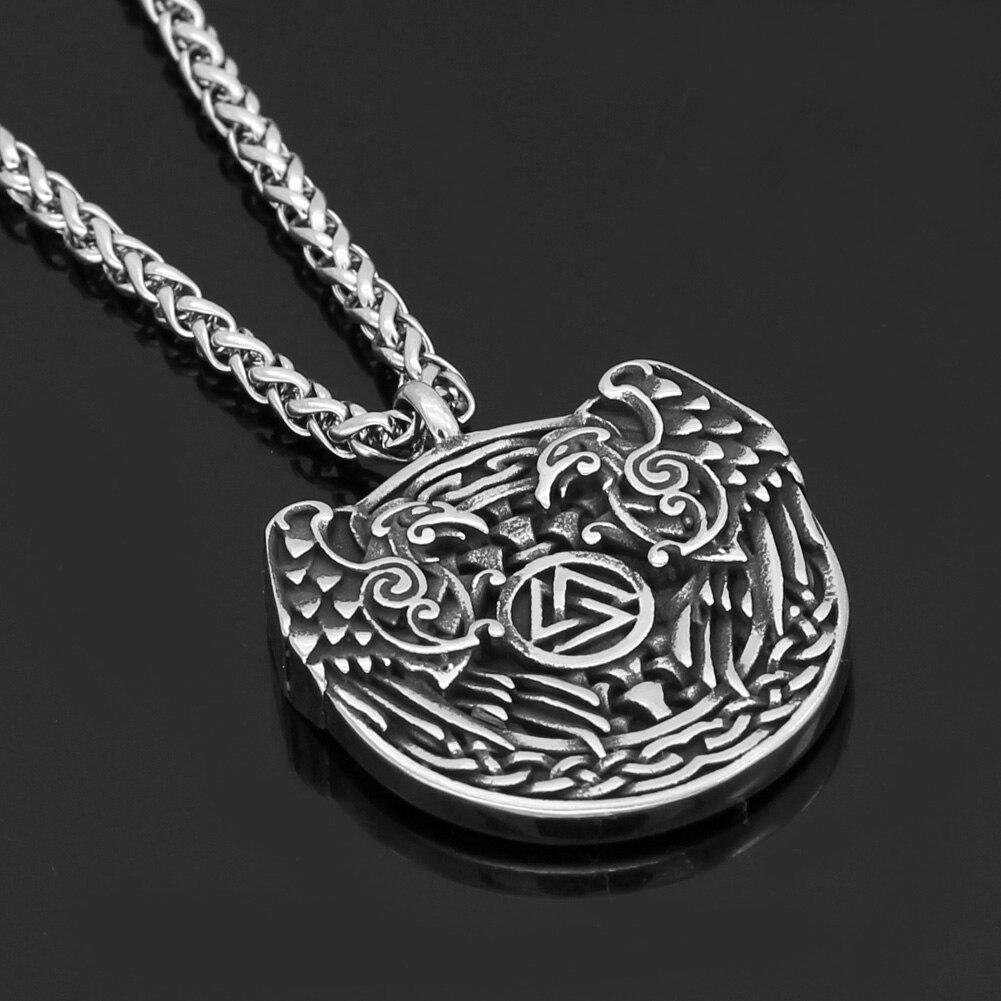 Odins-Glory Odin's Ravens Necklace With Valknut Symbol