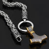Odins-Glory Rune King Chain With Gold Trimmed Mjolnir Pendant