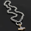 Odins-Glory 50cm - 20inch Rune King Chain With Gold Trimmed Mjolnir Pendant