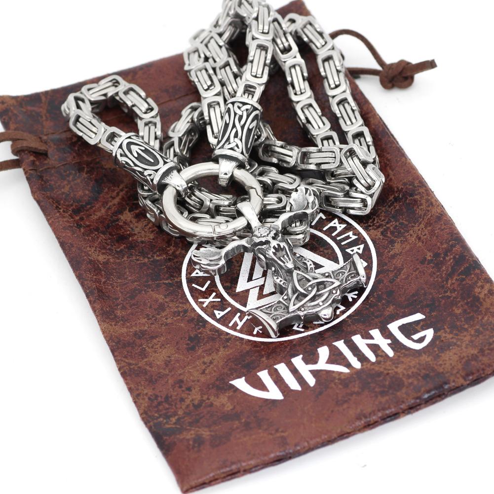 Chains Inscriped With Runes Rune King Chain With Sleipnir Pendant – Vikings Roar