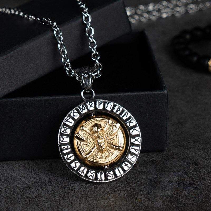 Vikings Roar Runic Odin's Valknut and Totem Rotating Necklace