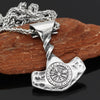 Odins-Glory 60cm Twisted Mjolnir Necklace With Vegvisir Symbol