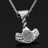 Odins-Glory 60cm Twisted Mjolnir Necklace With Vegvisir Symbol