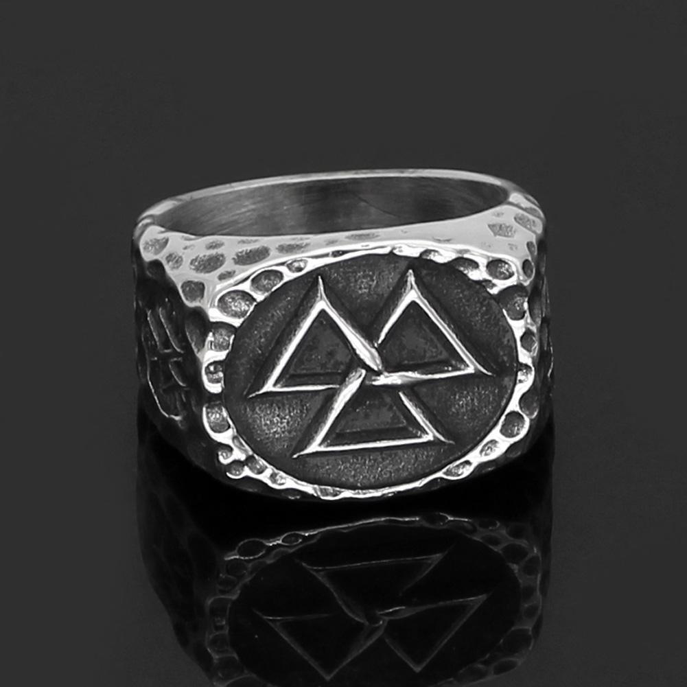 Odins-Glory Valknut Ring With Hidden Vegvisir Symbol