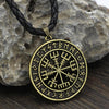 Odins-glory Gold Leather Vegvisir Pendant