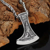 Odins-glory Steel Viking Axe Necklace With Wolf And Raven