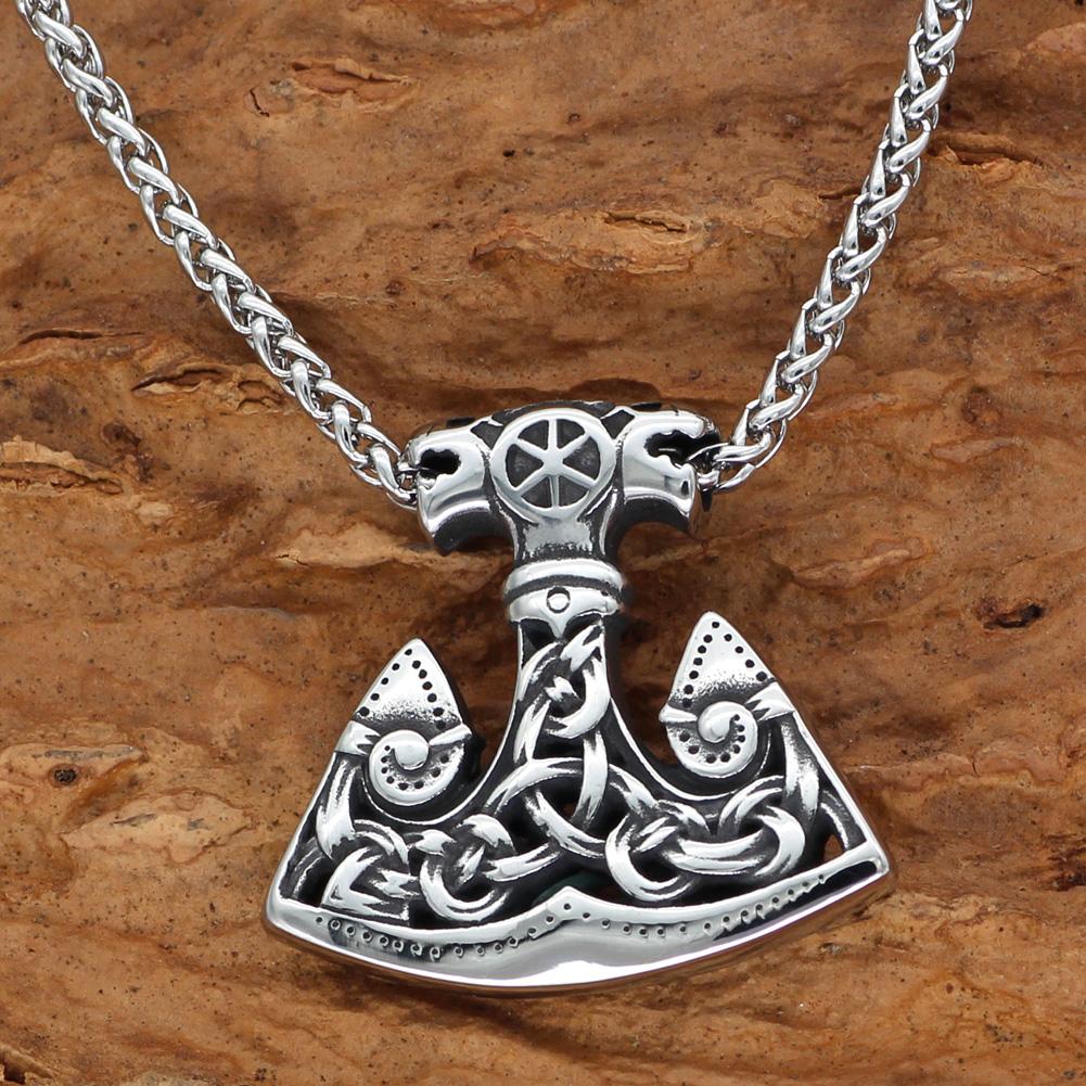 thumbnail image 2 of Stainless Steel Helm Of Awe Necklace And Wheat Chain - Norse Spirit 2 of 11