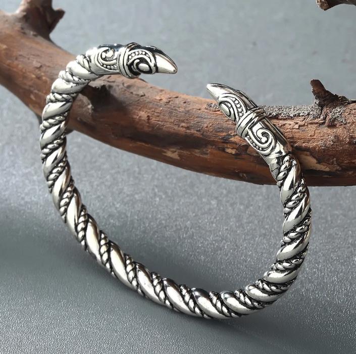 Viking Bracelet - Sterling Silver | Gotland Bracelet | Fenrir Arm Ring 17cm (6.7) / Silver