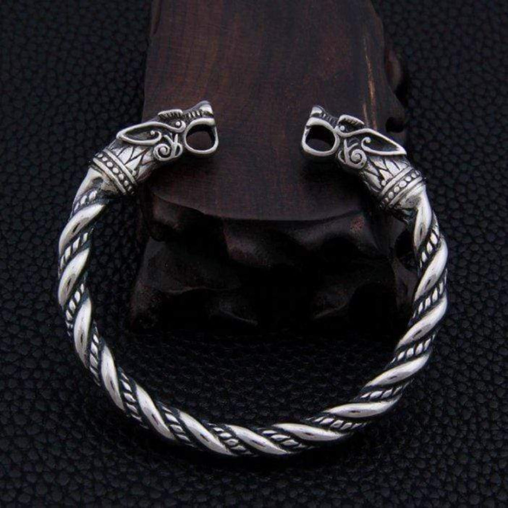 Buy Norse Tradesman Viking Bracelet - Semi-Adjustable Bangle - Original  Design | Serpent | Wolf | Iron Antique Snap Clasp, Silver, One Size at  Amazon.in