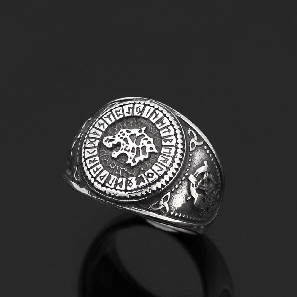 Odins-glory 9 Viking Runes Wolf Ring