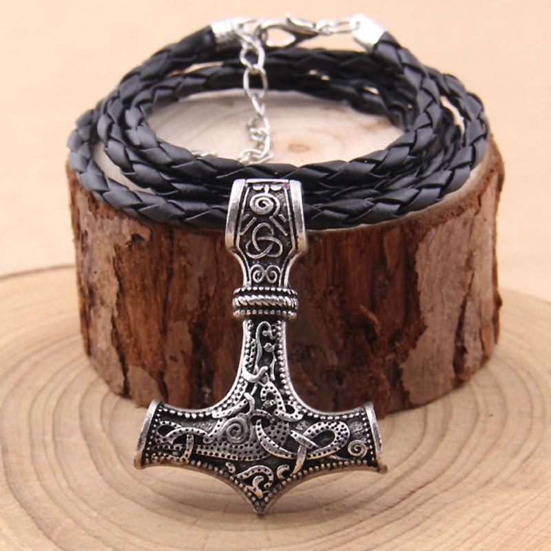 Mjolnir Pendant Viking Protective Talisman Hammer Necklace(Ancient Silver  Leather Cord) | ZA | PMC Jewellery