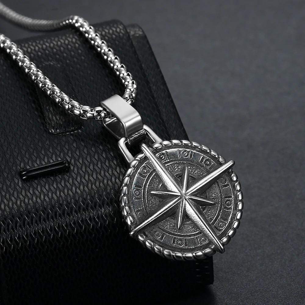 Odins-Glory Viking Vintage Compass Pendant with Chain
