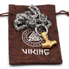 King Chain With Wolves Holding Gold Plated Mjolnir