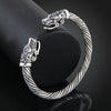 Odins-Glory Antique Silver Plated Wolf Head Viking Armring